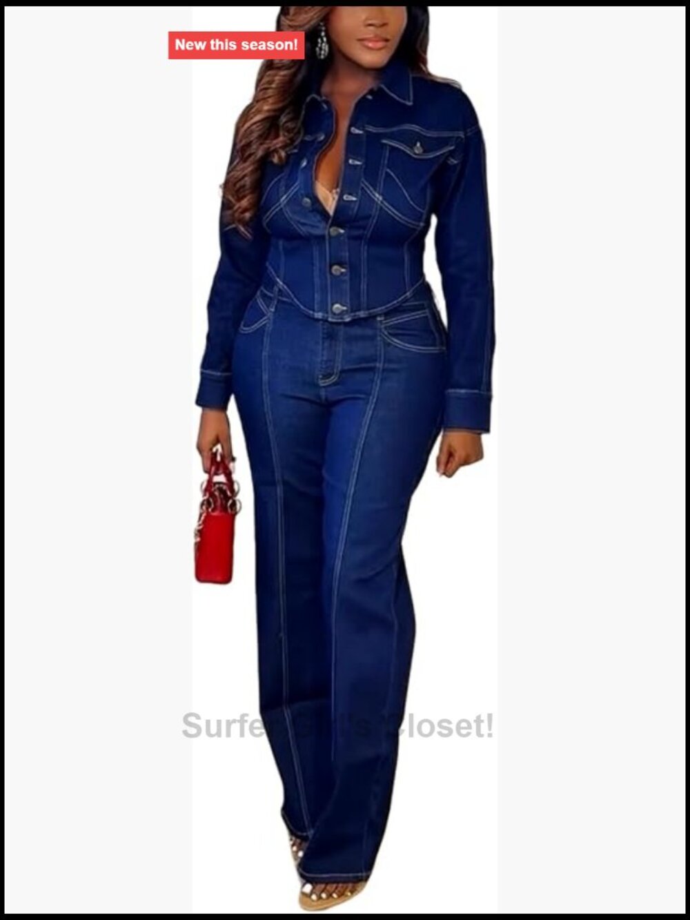 Women's 2 Piece Denim Set Cropped Jacket & Jeans Y2K Outfit